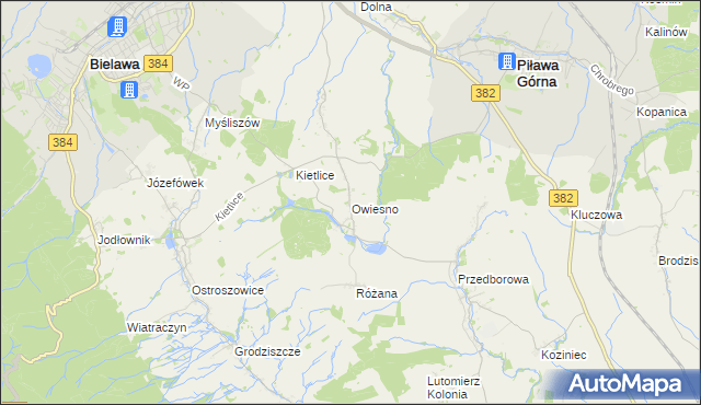 mapa Owiesno, Owiesno na mapie Targeo