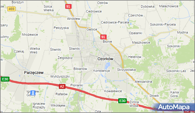 mapa Ozorków, Ozorków na mapie Targeo