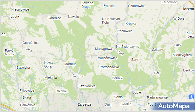 mapa Paczółtowice, Paczółtowice na mapie Targeo