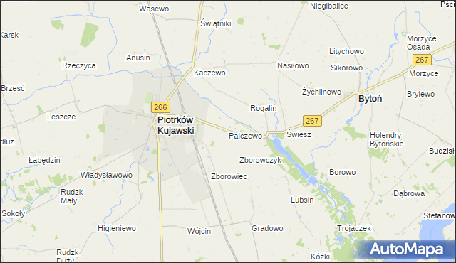 mapa Palczewo gmina Piotrków Kujawski, Palczewo gmina Piotrków Kujawski na mapie Targeo