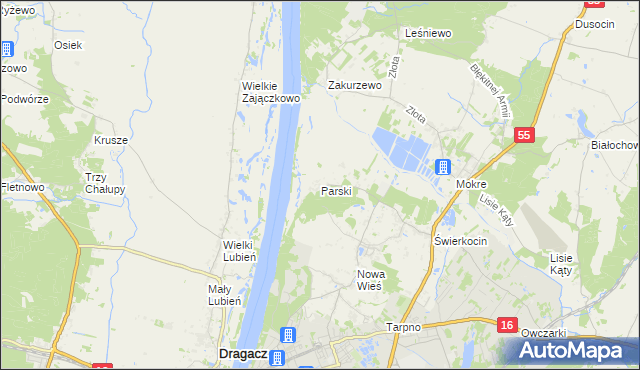 mapa Parski gmina Grudziądz, Parski gmina Grudziądz na mapie Targeo