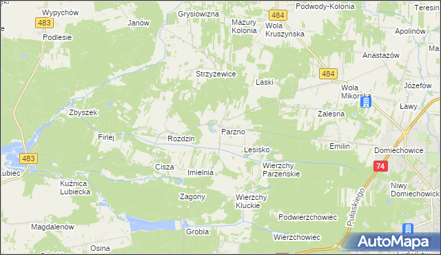 mapa Parzno, Parzno na mapie Targeo