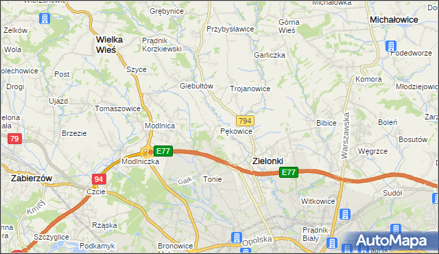 mapa Pękowice, Pękowice na mapie Targeo