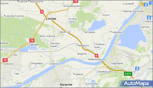 mapa Piaseczno gmina Łoniów, Piaseczno gmina Łoniów na mapie Targeo