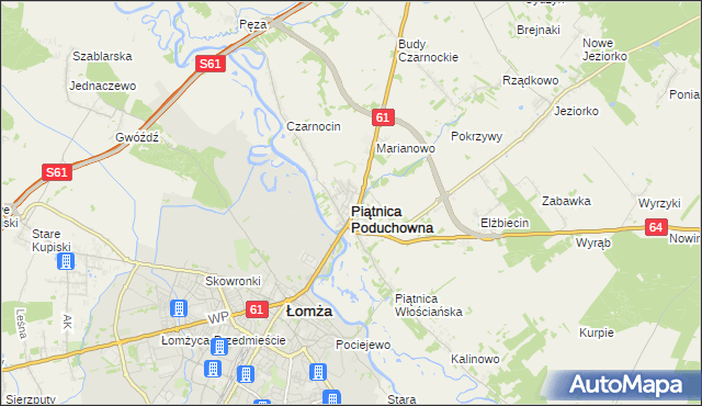 mapa Piątnica Poduchowna, Piątnica Poduchowna na mapie Targeo