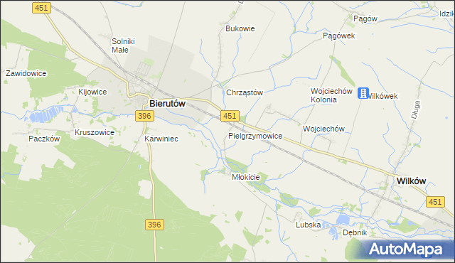 mapa Pielgrzymowice gmina Wilków, Pielgrzymowice gmina Wilków na mapie Targeo