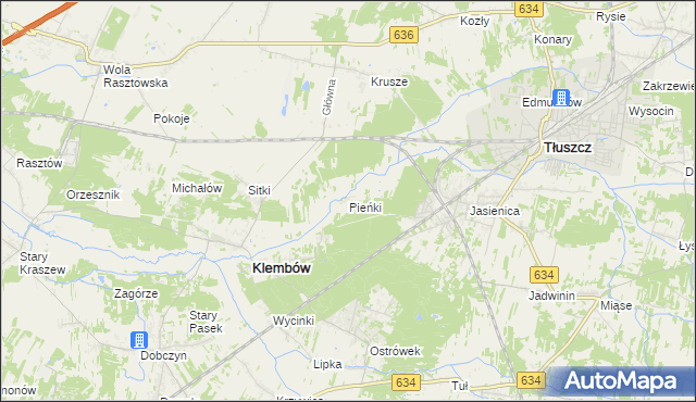 mapa Pieńki gmina Klembów, Pieńki gmina Klembów na mapie Targeo