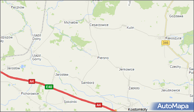 mapa Piersno gmina Kostomłoty, Piersno gmina Kostomłoty na mapie Targeo