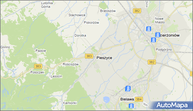 mapa Pieszyce, Pieszyce na mapie Targeo