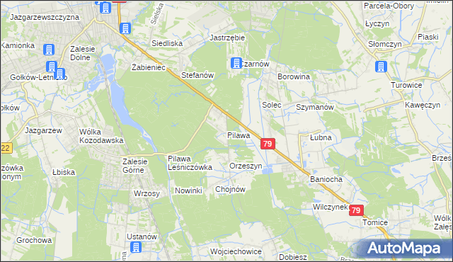 mapa Pilawa gmina Piaseczno, Pilawa gmina Piaseczno na mapie Targeo