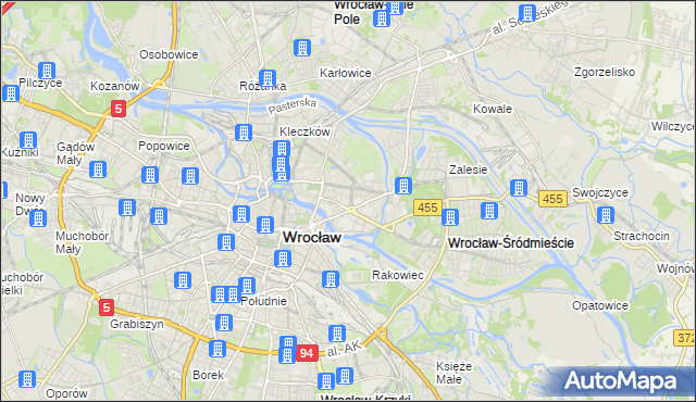 mapa Plac Grunwaldzki, Plac Grunwaldzki na mapie Targeo