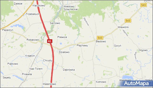 mapa Płąchawy, Płąchawy na mapie Targeo