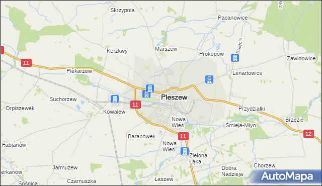 mapa Pleszew, Pleszew na mapie Targeo