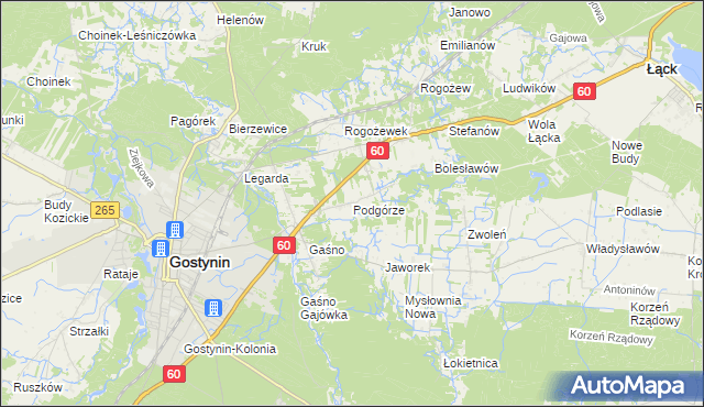 mapa Podgórze gmina Gostynin, Podgórze gmina Gostynin na mapie Targeo