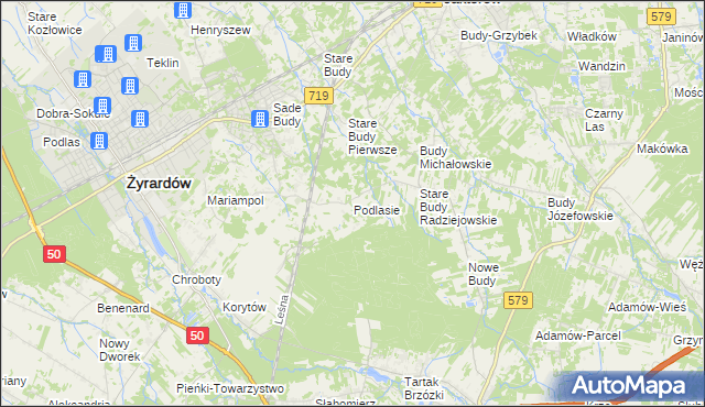 mapa Podlasie gmina Radziejowice, Podlasie gmina Radziejowice na mapie Targeo