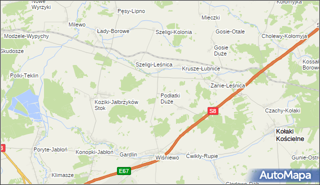 mapa Podłatki Duże, Podłatki Duże na mapie Targeo