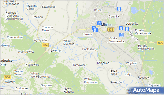 mapa Podleszany, Podleszany na mapie Targeo