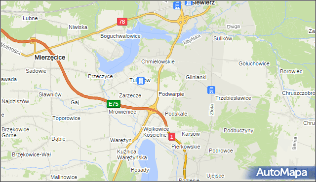 mapa Podwarpie, Podwarpie na mapie Targeo