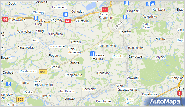 mapa Polanka Hallera, Polanka Hallera na mapie Targeo