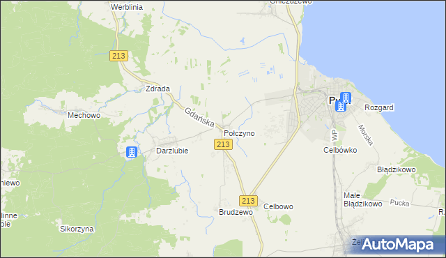 mapa Połczyno gmina Puck, Połczyno gmina Puck na mapie Targeo