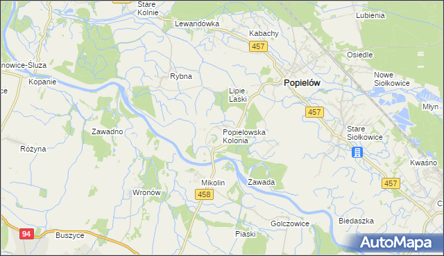 mapa Popielowska Kolonia, Popielowska Kolonia na mapie Targeo