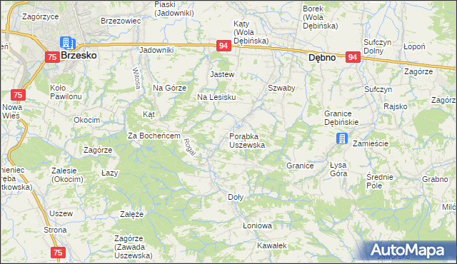 mapa Porąbka Uszewska, Porąbka Uszewska na mapie Targeo