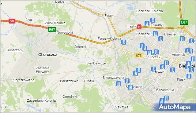 mapa Porosły, Porosły na mapie Targeo