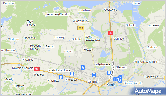 mapa Posada gmina Kazimierz Biskupi, Posada gmina Kazimierz Biskupi na mapie Targeo