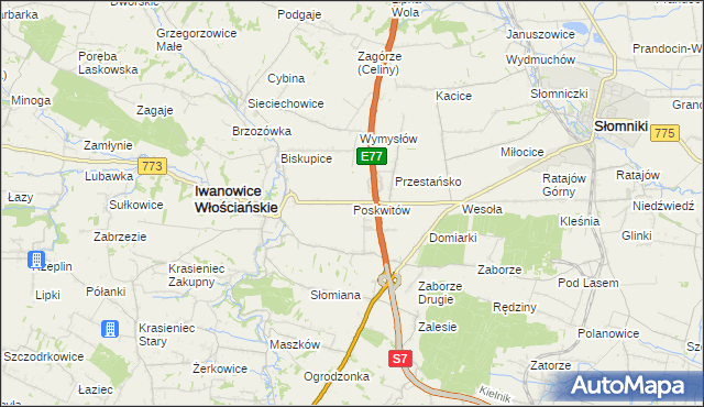 mapa Poskwitów, Poskwitów na mapie Targeo