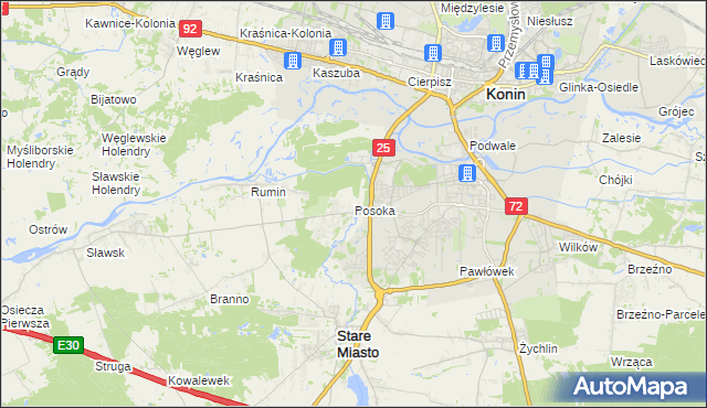 mapa Posoka gmina Stare Miasto, Posoka gmina Stare Miasto na mapie Targeo