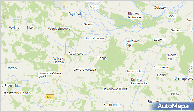 mapa Pozga, Pozga na mapie Targeo