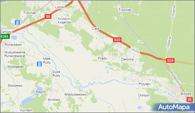 mapa Prądki, Prądki na mapie Targeo