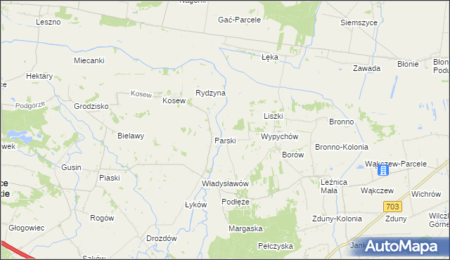 mapa Prusinowice gmina Łęczyca, Prusinowice gmina Łęczyca na mapie Targeo