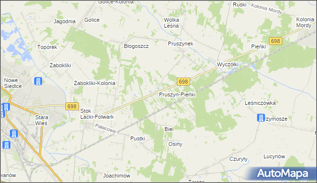 mapa Pruszyn-Pieńki, Pruszyn-Pieńki na mapie Targeo