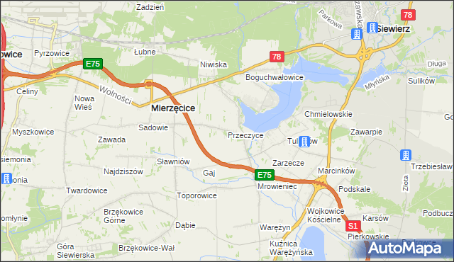 mapa Przeczyce, Przeczyce na mapie Targeo