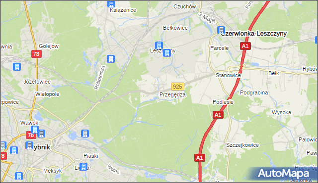 mapa Przegędza, Przegędza na mapie Targeo