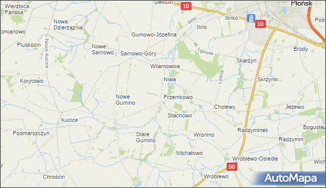 mapa Przemkowo gmina Dzierzążnia, Przemkowo gmina Dzierzążnia na mapie Targeo