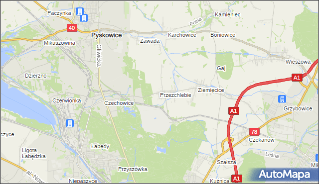 mapa Przezchlebie, Przezchlebie na mapie Targeo