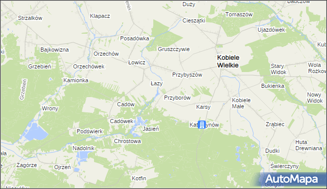 mapa Przyborów gmina Kobiele Wielkie, Przyborów gmina Kobiele Wielkie na mapie Targeo