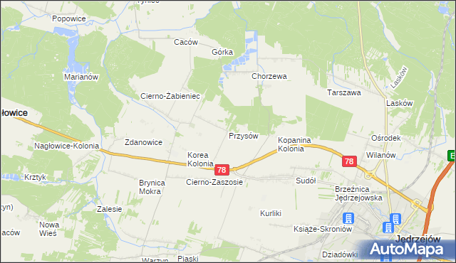 mapa Przysów, Przysów na mapie Targeo