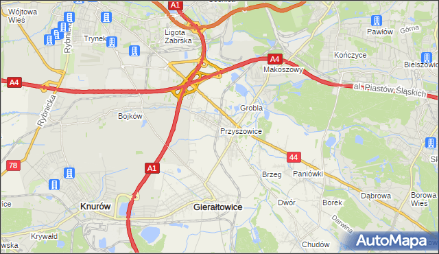 mapa Przyszowice, Przyszowice na mapie Targeo