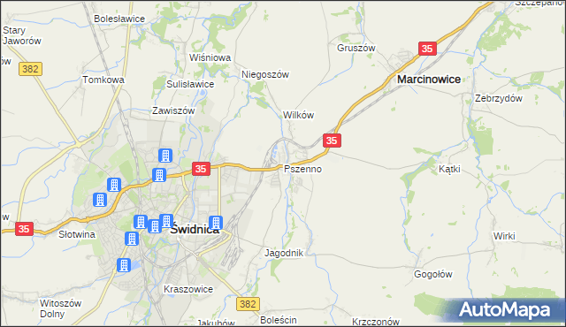 mapa Pszenno, Pszenno na mapie Targeo
