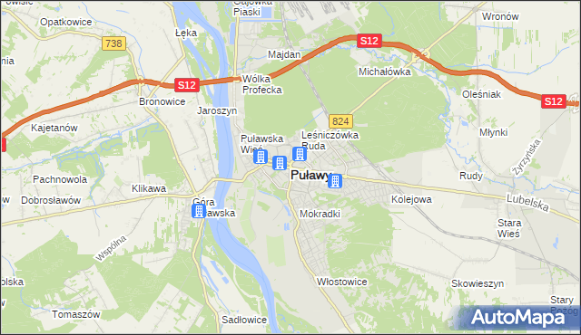 mapa Puław, Puławy na mapie Targeo