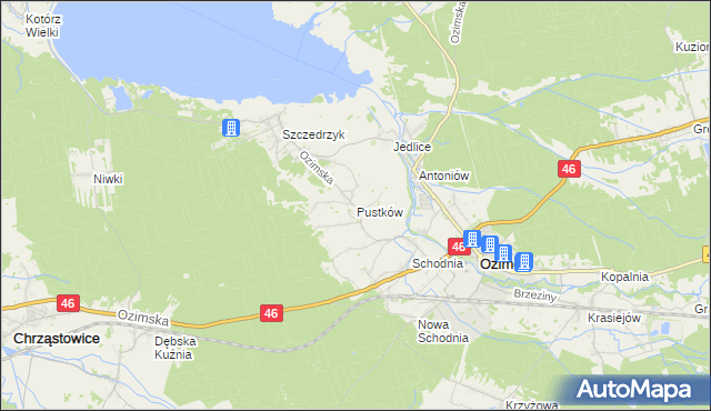 mapa Pustków gmina Ozimek, Pustków gmina Ozimek na mapie Targeo