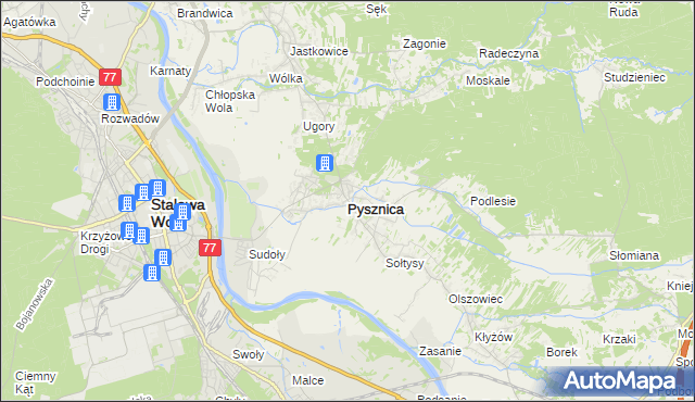 mapa Pysznica, Pysznica na mapie Targeo