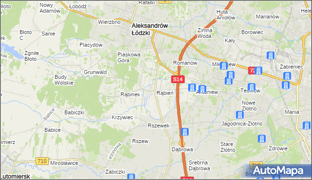 mapa Rąbień, Rąbień na mapie Targeo