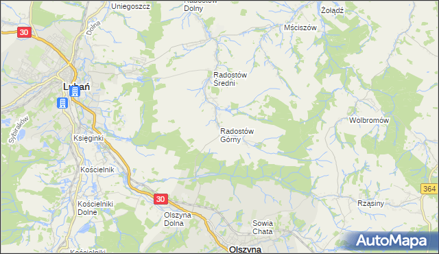 mapa Radostów Górny, Radostów Górny na mapie Targeo