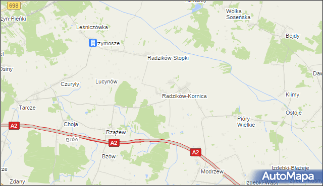 mapa Radzików-Kornica, Radzików-Kornica na mapie Targeo