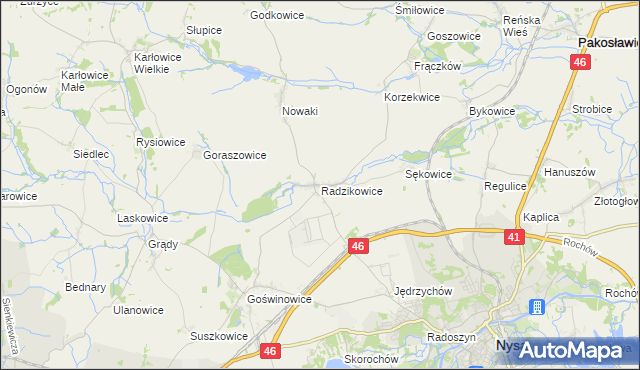 mapa Radzikowice, Radzikowice na mapie Targeo