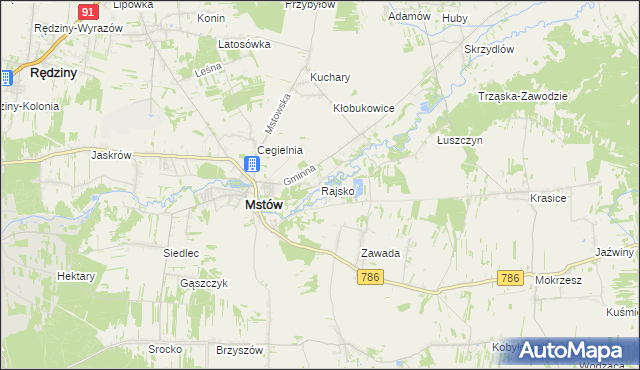 mapa Rajsko gmina Mstów, Rajsko gmina Mstów na mapie Targeo